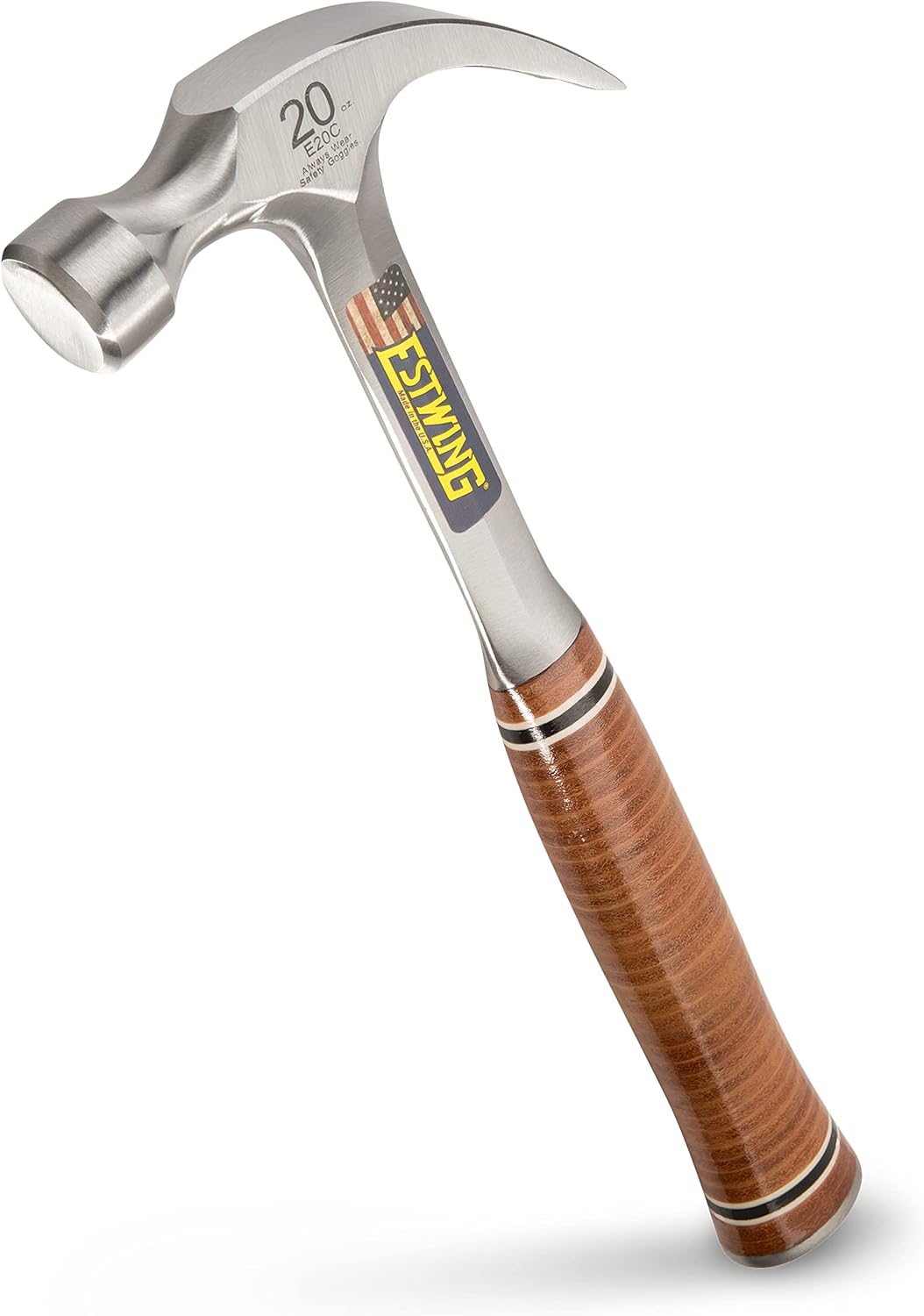 BRAND, CATEGORY, CLAW HAMMERS, ESTWING, ESTWING Hammer - 16 oz Curved Claw with Smooth Face & Genuine Leather Grip - E16C